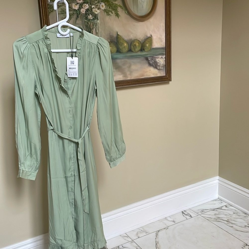 NWT -- MSCH Copenhagen - Elysee LS Shirt Dress sz L (US size 8) - light green